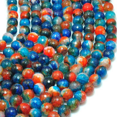 YesBeads Rainbow fire agate faceted round beads wholesale gemstone jewelry