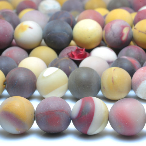 YesBeads Natural Mookaite jasper matte round loose beads wholesale gemstone jewelry 15"