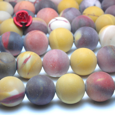 YesBeads Natural Mookaite jasper matte round loose beads wholesale gemstone jewelry 15"