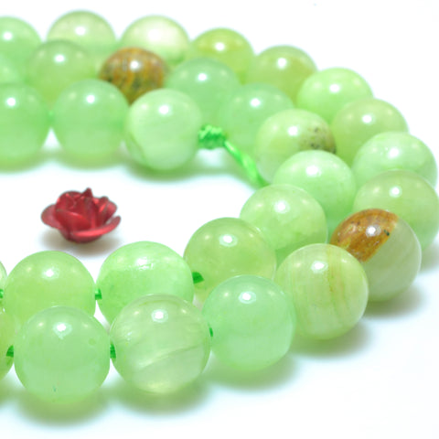 YesBeads Green Agate smooth round loose beads gemstone wholesale jewelry making 15"