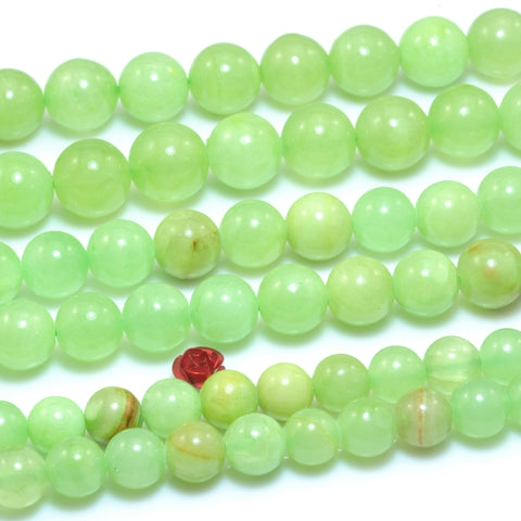 YesBeads Green Agate smooth round loose beads gemstone wholesale jewelry making 15"