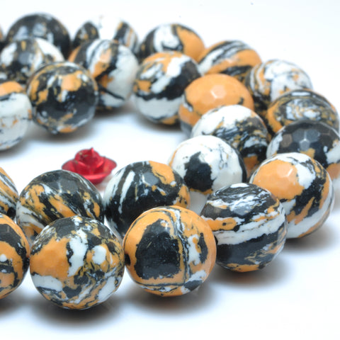 YesBeads Tiger skin synthetic stone faceted round beads wholesale jewerly making