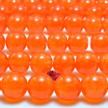 Orange Red Jade smooth round loose beads wholesale gemstone jewelry