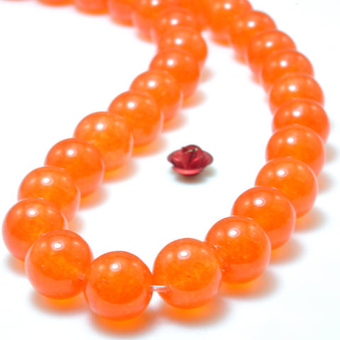 Orange Red Jade smooth round loose beads wholesale gemstone jewelry