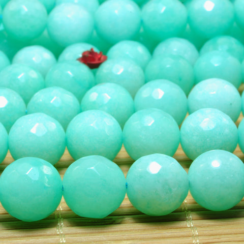 YesBeads Green Jade faceted round loose beads wholesale gemstone jewelry making