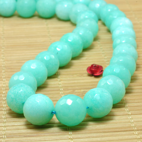 YesBeads Green Jade faceted round loose beads wholesale gemstone jewelry making
