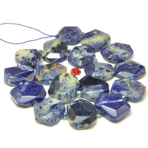 YesBeads Natural Blue Sodalite faceted nugget rectangle beads chunk wholesale gemstone jewelry making 15"