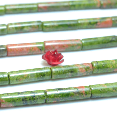 YesBeads Natural Unakite gemstone smooth tube loose beads wholesale jewelry making 15"