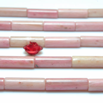 YesBeads Natural Pink Rhodonite smooth tube loose beads wholesale gemstone jewelry making 15"