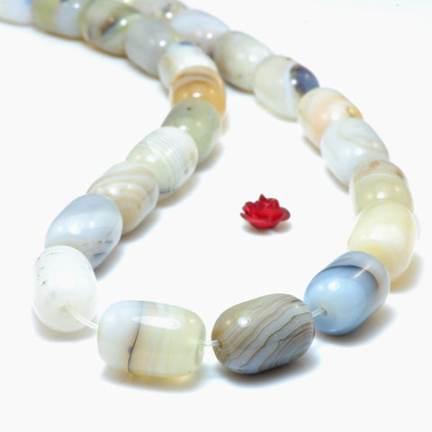 YesBeads Natural Ocean Chalcedony Dendritic Agate smooth barrel drum loose beads wholesale jewelry making