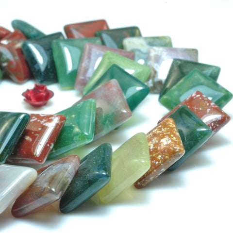 YesBeads Natural Indian Agate smooth square diagonal beads wholesale gemstone jewelry