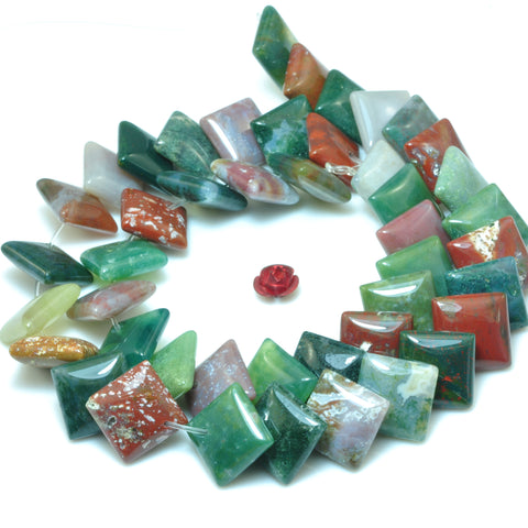 YesBeads Natural Indian Agate smooth square diagonal beads wholesale gemstone jewelry