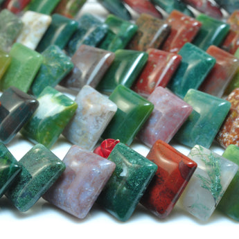 YesBeads Natural Indian Agate smooth square diagonal beads wholesale gemstone jewelry