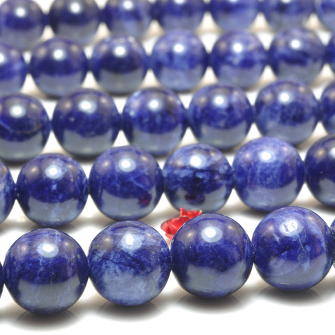 YesBeads Natural Blue Sodalite AAA Grade smooth round loose beads gemstone wholesale jewelry making 15"