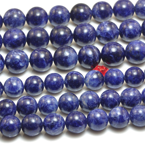 YesBeads Natural Blue Sodalite AAA Grade smooth round loose beads gemstone wholesale jewelry making 15"
