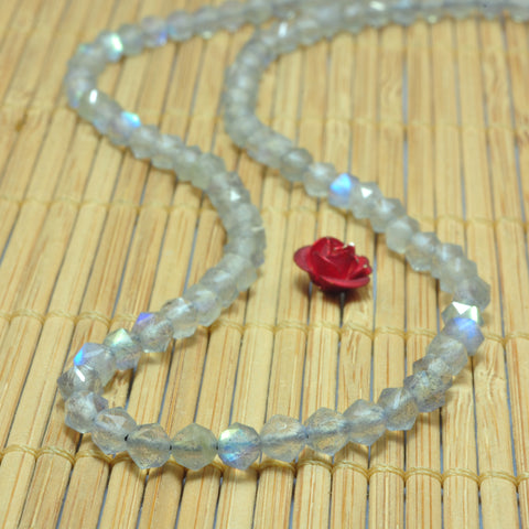 YesBeads Natural Labradorite diamond faceted round loose beads gray gemstone wholesale jewelry making 15"
