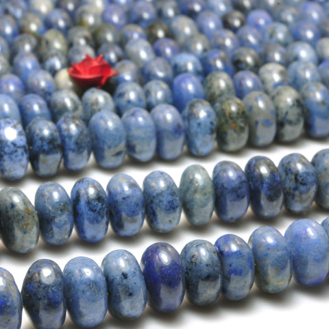 Natural Blue Dumortierite smooth rondelle loose beads wholesale gemstone jewelry making diy 15"