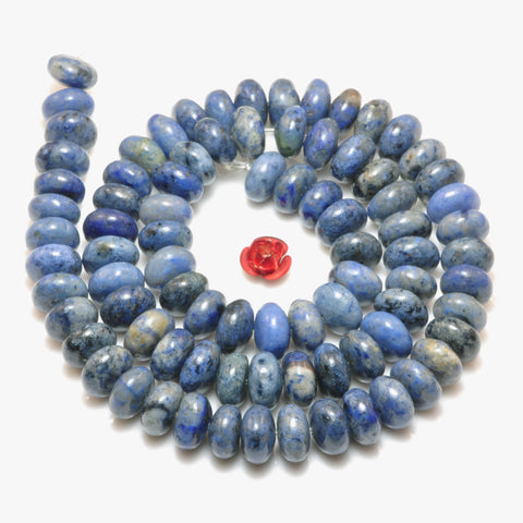 Natural Blue Dumortierite smooth rondelle loose beads wholesale gemstone jewelry making diy 15"