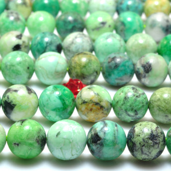 YesBeads Natural Variscite Mineral smooth round loose beads green stone wholesale gemstone jewelry making 15"