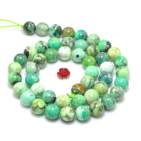 YesBeads Natural Variscite Mineral smooth round loose beads green stone wholesale gemstone jewelry making 15"
