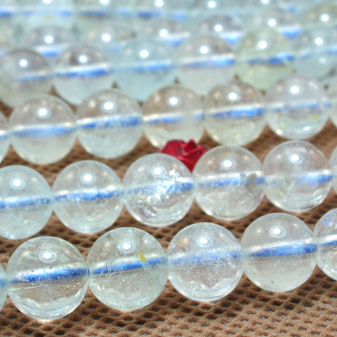 YesBeads Natural Topaz Crystal smooth round loose beads wholesale gemstone jewelry making 15"