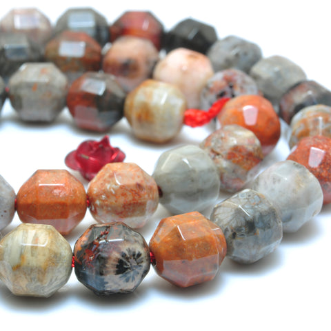YesBeads Natural Fossil Coral Jasper faceted double terminated point beads wholesale gemstone jewelry making15"
