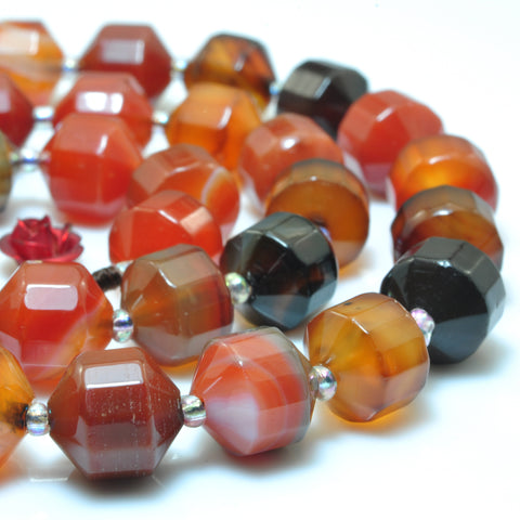YesBeads Rainbow Agate faceted double terminated point beads wholesale gemstone jewelry making 15"