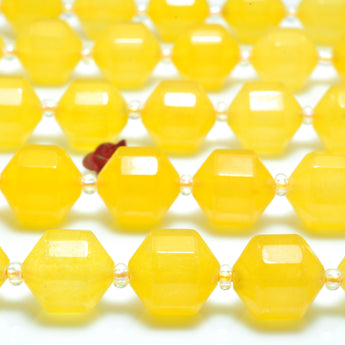 YesBeads Yellow Jade faceted double terminated point beads wholesale gemstone jewelry making 15"