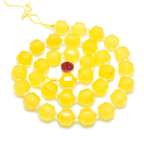 YesBeads Yellow Jade faceted double terminated point beads wholesale gemstone jewelry making 15"