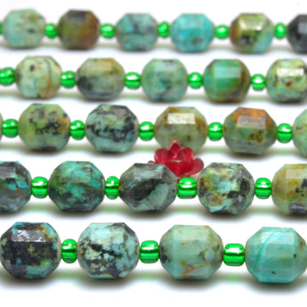 YesBeads Natural African Green Turquoise faceted double terminated point beads wholesale gemstone jewelry making 15"