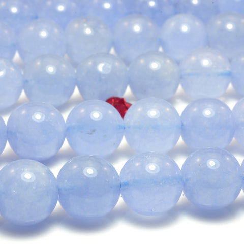 YesBeads Blue Jade smooth loose round beads wholesale gemstone semi precious stone wholesale jewelry making 15"