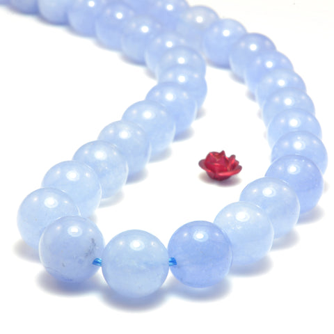 YesBeads Blue Jade smooth loose round beads wholesale gemstone semi precious stone wholesale jewelry making 15"