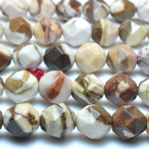 Natural Brown Zebra Jasper Diamond faceted round beads wholesale gemstone jewelry making