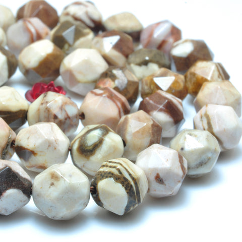 Natural Brown Zebra Jasper Diamond faceted round beads wholesale gemstone jewelry making