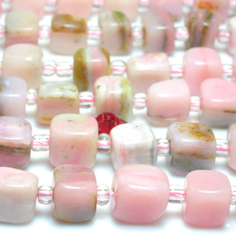 Natural Pink Opal smooth irregular square cube loose beads wholesale gemstones jewelry making 15"