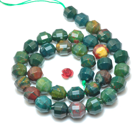 YesBeads Natural Green Bloodstone Heliotrope faceted double terminated point beads wholesale stones gemstone jewelry making