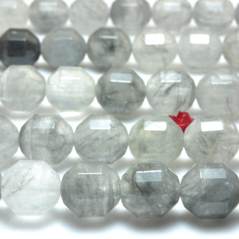 Natural Gray Rock Crystal faceted double terminated point energy prism beads wholesale gemstone jewelry making