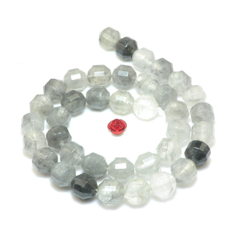 Natural Gray Rock Crystal faceted double terminated point energy prism beads wholesale gemstone jewelry making