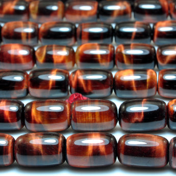 YesBeads Natural Red Tiger's Eye smooth barrel drum beads gemstone wholesale jewelry making diy 15"