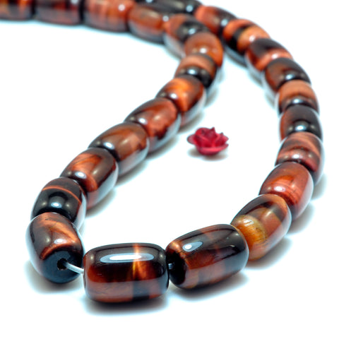 YesBeads Natural Red Tiger's Eye smooth barrel drum beads gemstone wholesale jewelry making diy 15"