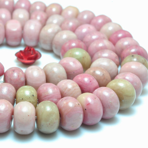 Natural Pink Rhodonite smooth rondelle loose beads wholesale gemstone jewelry making bracelet necklace diy