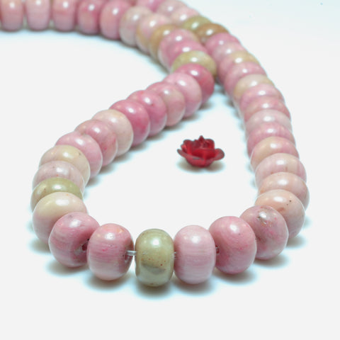Natural Pink Rhodonite smooth rondelle loose beads wholesale gemstone jewelry making bracelet necklace diy