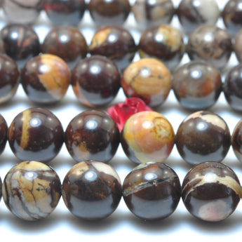 YesBeads Natural Outback Jasper smooth round beads loose gemstones wholesale jewelry making 15"