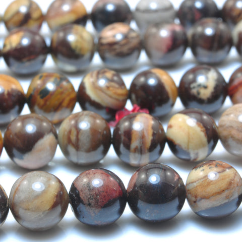 YesBeads Natural Outback Jasper smooth round beads loose gemstones wholesale jewelry making 15"