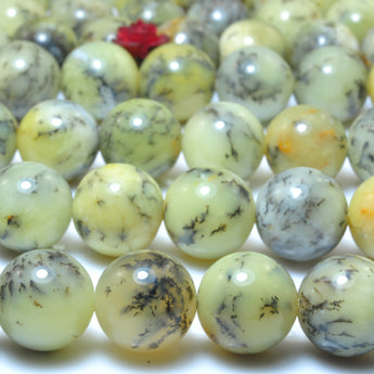 Natural yellow moss opal smooth round loose beads gemstone wholesale jewelry making bracelet design