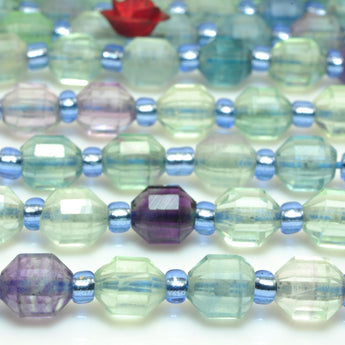 YesBeads Natural Rainbow Fluorite faceted double terminated point beads wholesale loose gemstone jewelry making 15"