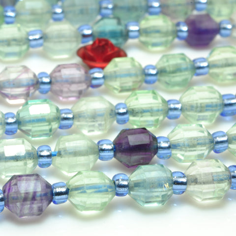 YesBeads Natural Rainbow Fluorite faceted double terminated point beads wholesale loose gemstone jewelry making 15"