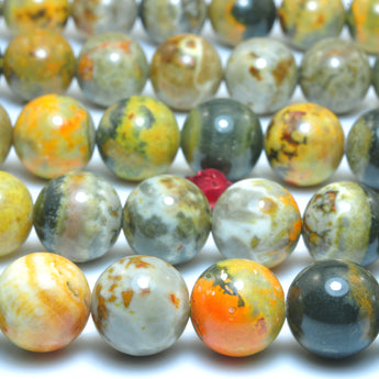 Natural Bumblebee Jasper smooth round beads loose gemstones wholesale jewelry making 15"