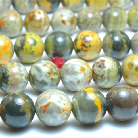 Natural Bumblebee Jasper smooth round beads loose gemstones wholesale jewelry making 15"