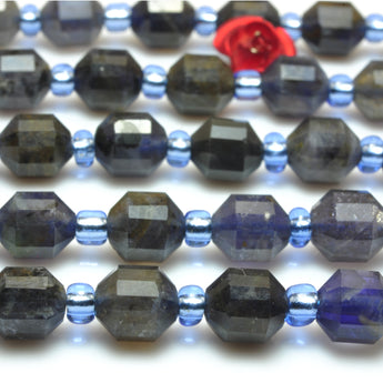Natural Blue Iolite faceted double terminated point beads wholesale gemstone jewelry making 15"